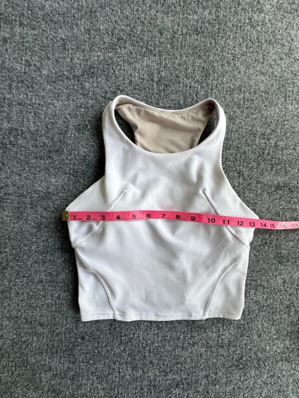 Lululemon White High-Neck Cropped Tank Top Built in Bra Size 4
